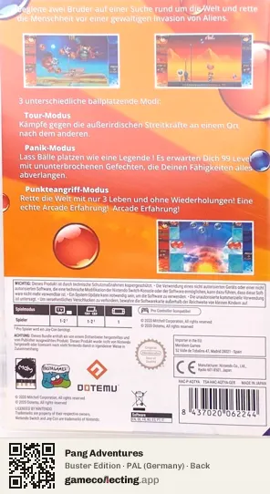 Pang Adventures Nintendo Switch, Germany box back