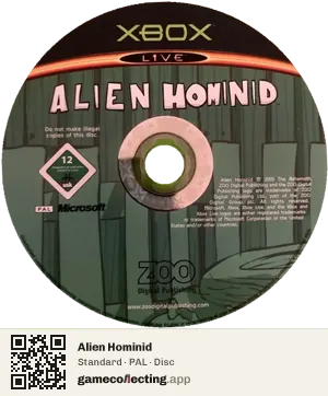 Alien Hominid Xbox, PAL disc