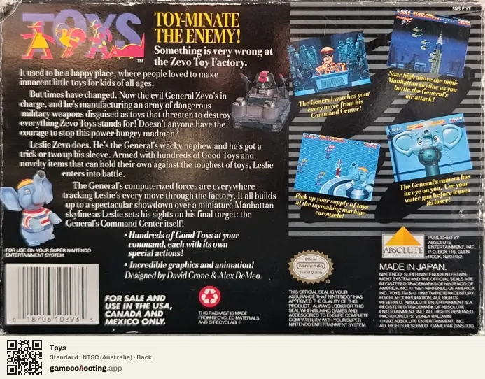 Toys Super Nintendo Entertainment System, Australia box back