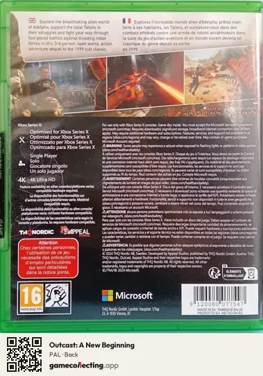 Outcast: A New Beginning Xbox Series X, PAL box back