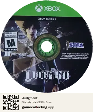 Judgment Xbox Series X, NTSC disc