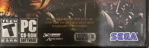 Rome: Total War, the ESRB box on its front