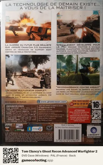 Tom Clancy's Ghost Recon Advanced Warfighter 2 Computer, France box back