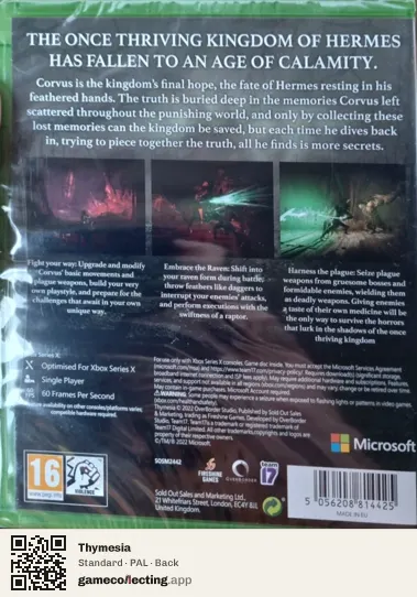 Thymesia Xbox Series X, PAL box back