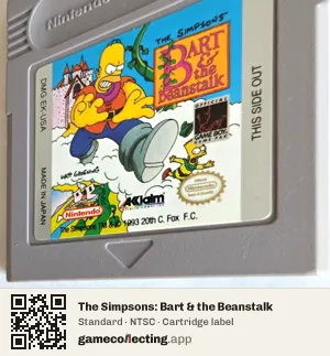 The Simpsons: Bart & the Beanstalk Game Boy, NTSC cartridge label