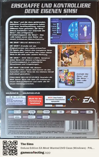 The Sims Computer, Germany box back