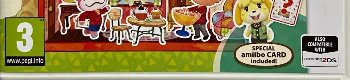 Animal Crossing: Happy Home Designer, the PEGI square on its front