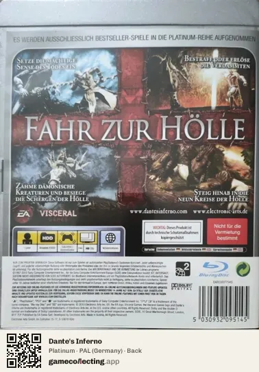 Dante's Inferno PlayStation 3, Germany box back