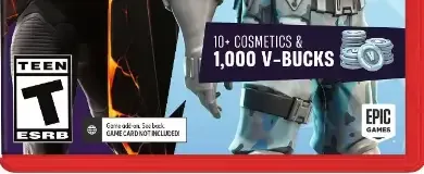 Fortnite, the ESRB box on its front