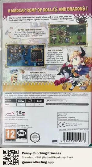 Penny-Punching Princess Nintendo Switch, United Kingdom box back