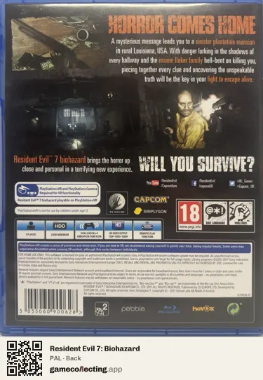 Resident Evil 7: Biohazard PlayStation 4, PAL box back