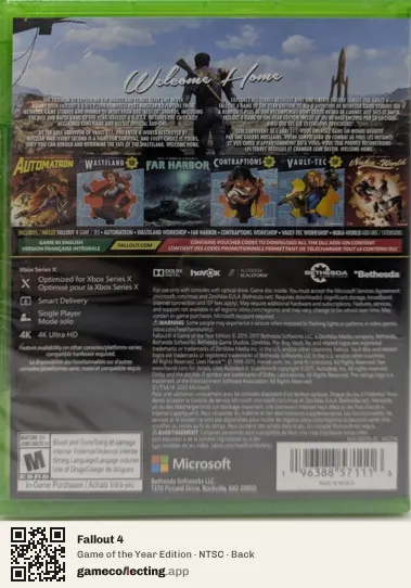 Fallout 4 Xbox Series X, NTSC box back
