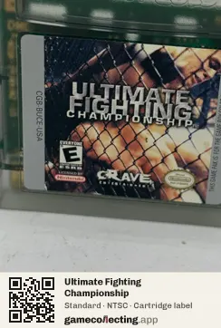 Ultimate Fighting Championship Game Boy Color, NTSC cartridge label