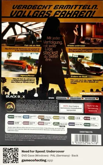 Need for Speed: Undercover Computer, Germany box back