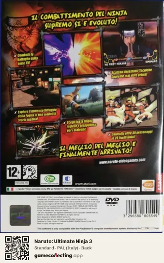 Naruto: Ultimate Ninja 3 PlayStation 2, Italy box back