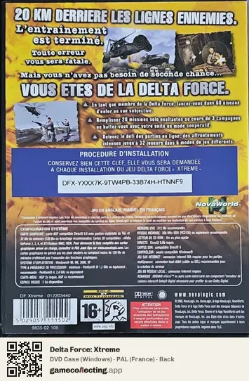 Delta Force: Xtreme Computer, France box back