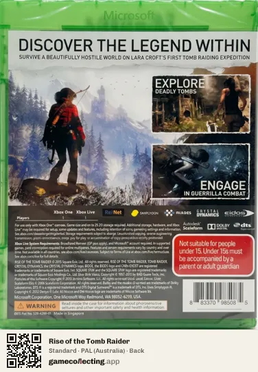 Rise of the Tomb Raider Xbox One, Australia box back