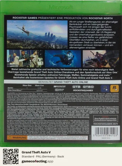 Grand Theft Auto V Xbox One, Germany box back