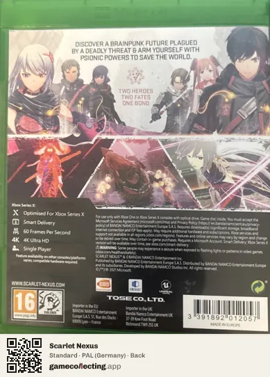 Scarlet Nexus Xbox Series X, Germany box back
