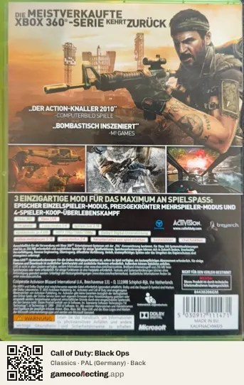 Call of Duty: Black Ops Xbox 360, Germany box back