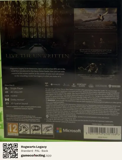 Hogwarts Legacy Xbox One, PAL box back