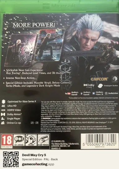 Devil May Cry 5 Xbox Series X, PAL box back