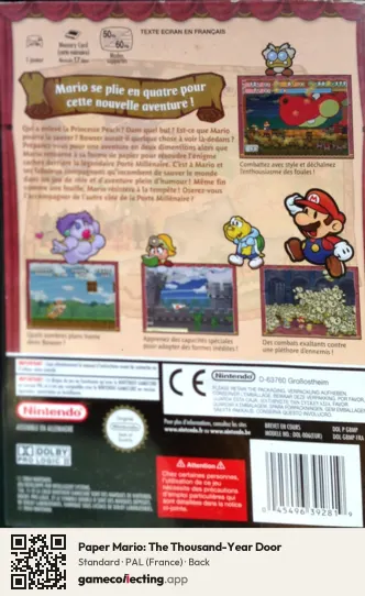 Paper Mario: The Thousand-Year Door Nintendo GameCube, France box back
