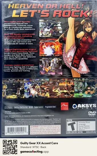 Guilty Gear XX Accent Core PlayStation 2, NTSC box back