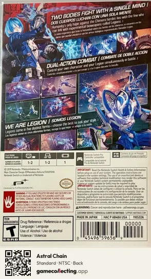 Astral Chain Nintendo Switch, NTSC box back