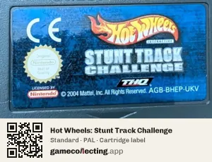 Hot Wheels: Stunt Track Challenge Game Boy Advance, PAL cartridge label