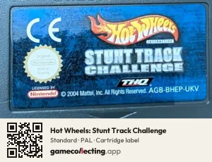 Hot Wheels: Stunt Track Challenge Game Boy Advance, PAL cartridge label