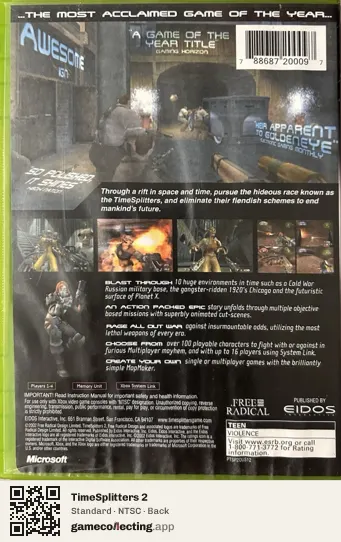 TimeSplitters 2 Xbox, NTSC box back