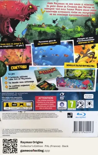 Rayman Origins PlayStation 3, France box back