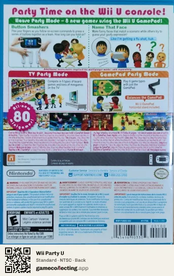 Wii Party U Nintendo Wii U, NTSC box back