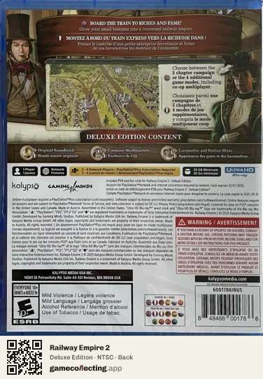 Railway Empire 2 PlayStation 5, NTSC box back