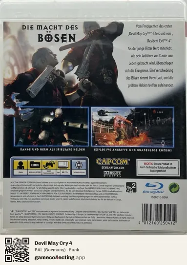 Devil May Cry 4 PlayStation 3, Germany box back