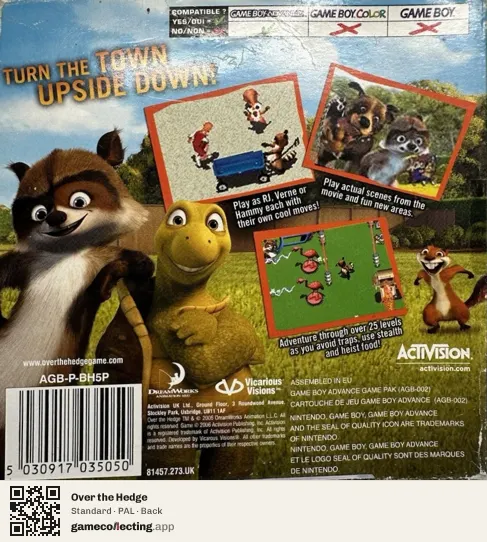 Over the Hedge Game Boy Advance, PAL box back