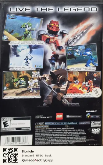Bionicle PlayStation 2, NTSC box back