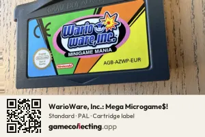 WarioWare, Inc.: Mega Microgame$! Game Boy Advance, PAL cartridge label