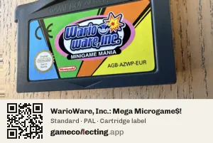 WarioWare, Inc.: Mega Microgame$! Game Boy Advance, PAL cartridge label