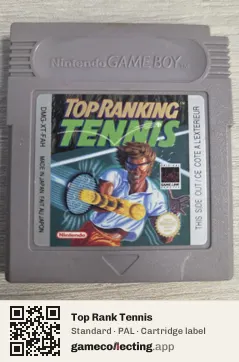 Top Rank Tennis Game Boy, PAL cartridge label