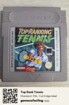 Top Rank Tennis Game Boy, PAL cartridge label