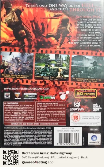 Brothers in Arms: Hell's Highway Computer, United Kingdom box back