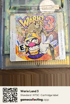 Wario Land 3 Game Boy Color, NTSC cartridge label