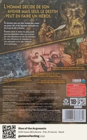 Rise of the Argonauts Computer, France box back