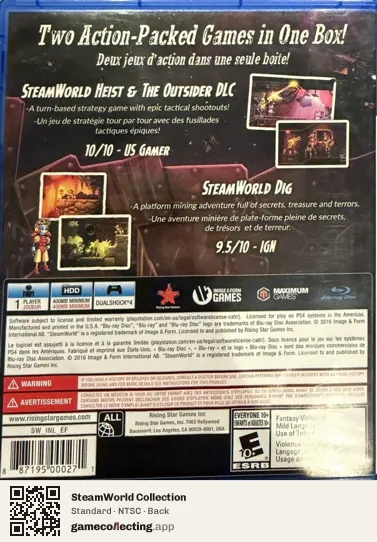 SteamWorld Collection PlayStation 4, NTSC box back