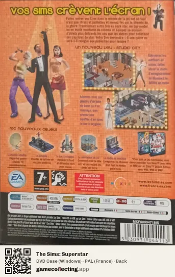 The Sims: Superstar Computer, France box back