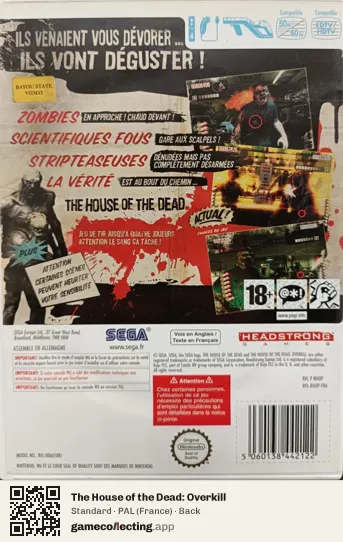 The House of the Dead: Overkill Nintendo Wii, France box back