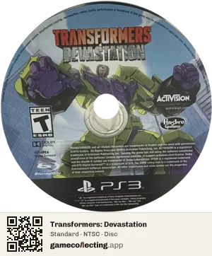 Transformers: Devastation PlayStation 3, NTSC disc