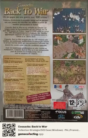 Cossacks: Back to War Computer, France box back